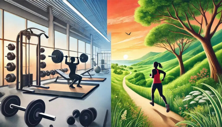 Weight lifting in a gym compared with running outside
