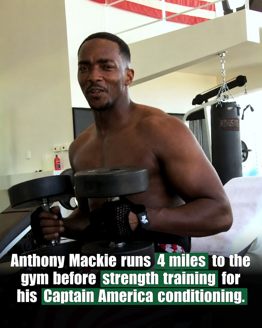 Anthony Mackie Captain America running and strength training