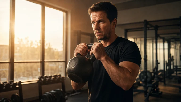 Mark Wahlberg training early in a gym, illustrating changing breakfast and fasting routines