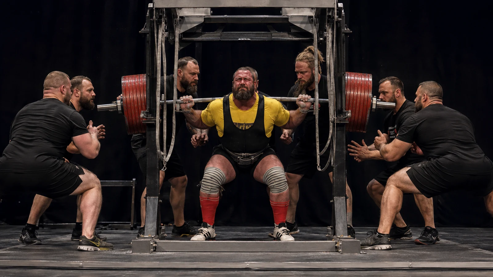 Andrey Malanichev completing a raw-with-wraps squat at the 2016 Big Dogs meet.