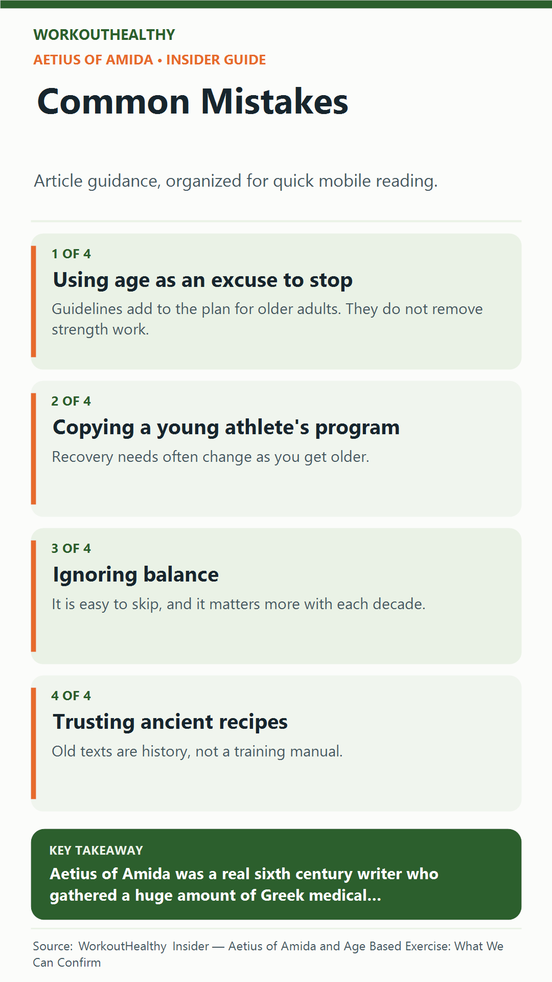 Common Mistakes: 4 practical points from the WorkoutHealthy Insider article about Aetius of Amida.