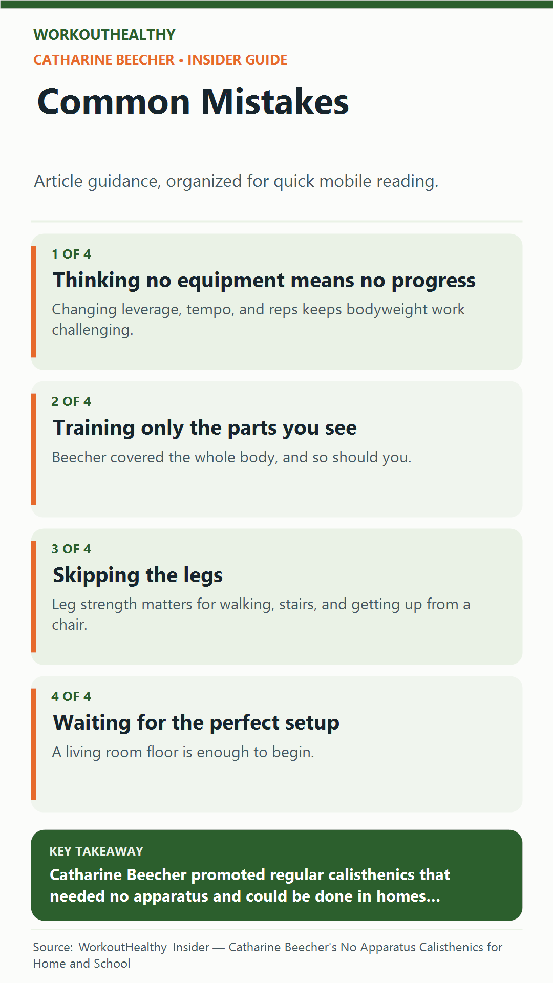 Common Mistakes: 4 practical points from the WorkoutHealthy Insider article about Catharine Beecher.