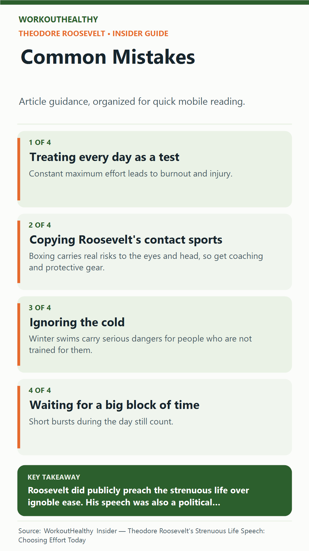 Common Mistakes: 4 practical points from the WorkoutHealthy Insider article about Theodore Roosevelt.