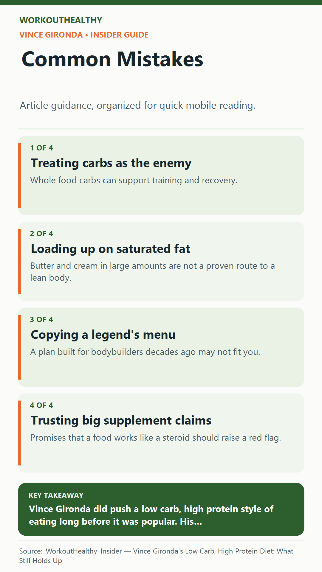 Common Mistakes: 4 practical points from the WorkoutHealthy Insider article about Vince Gironda.