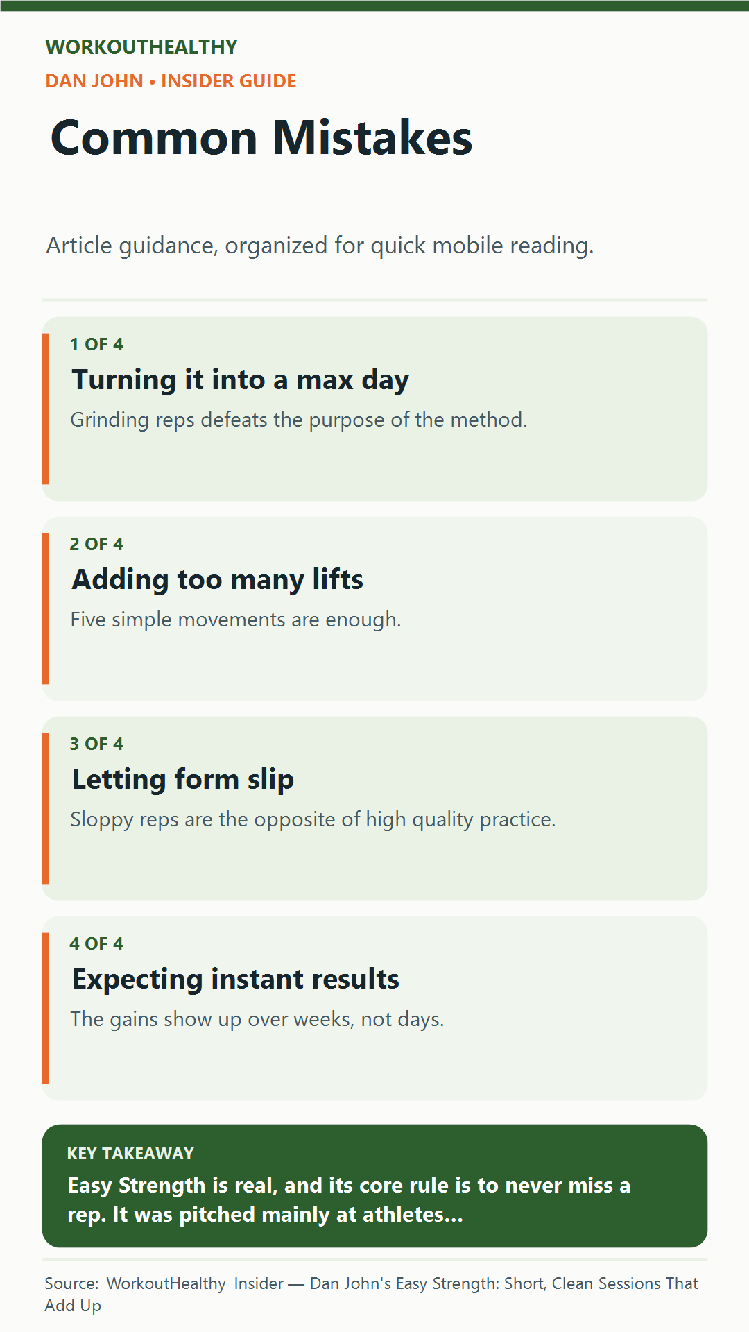 Common Mistakes: 4 practical points from the WorkoutHealthy Insider article about Dan John.
