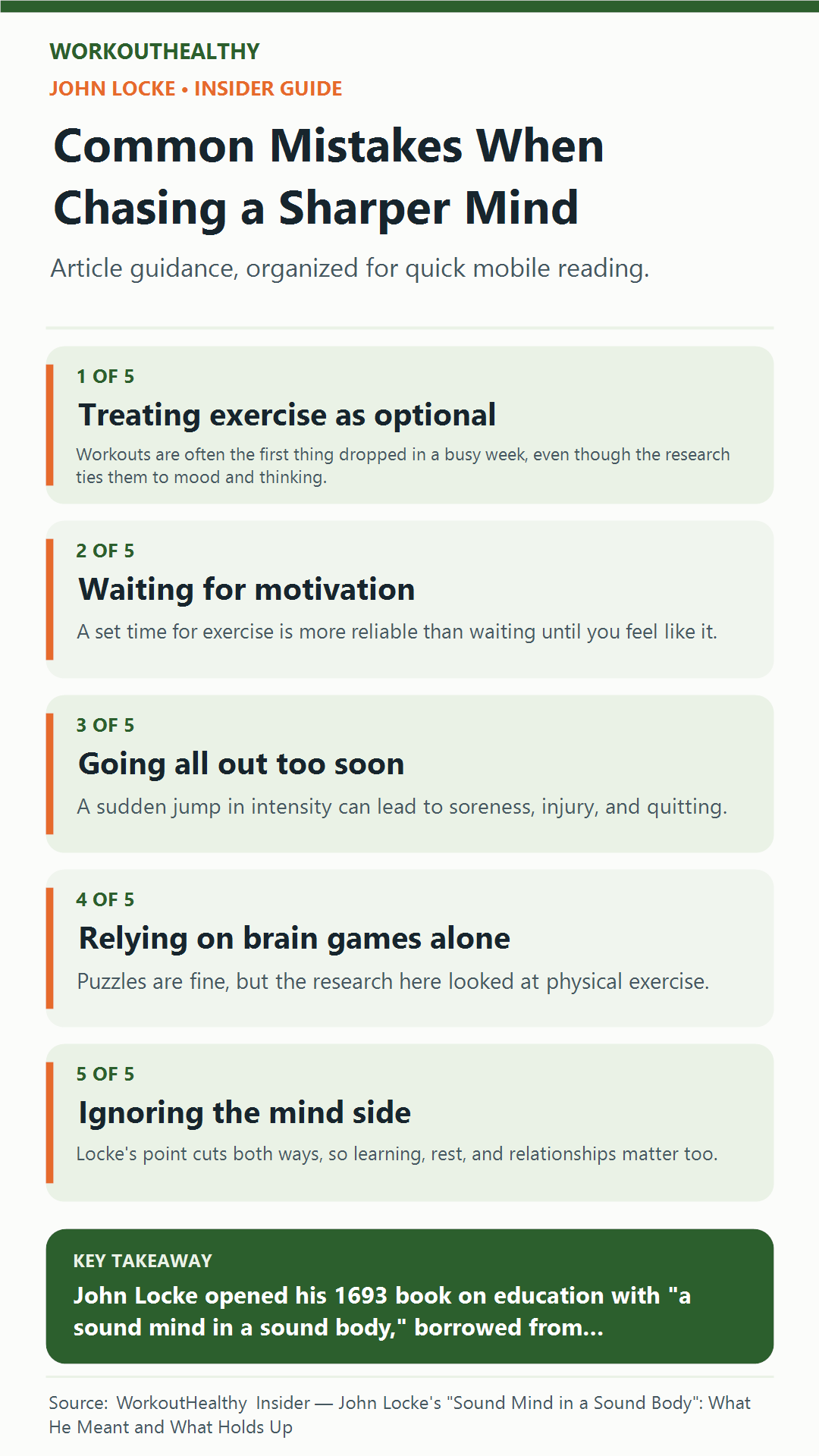 Common Mistakes When Chasing a Sharper Mind: 5 practical points from the WorkoutHealthy Insider article about John Locke.