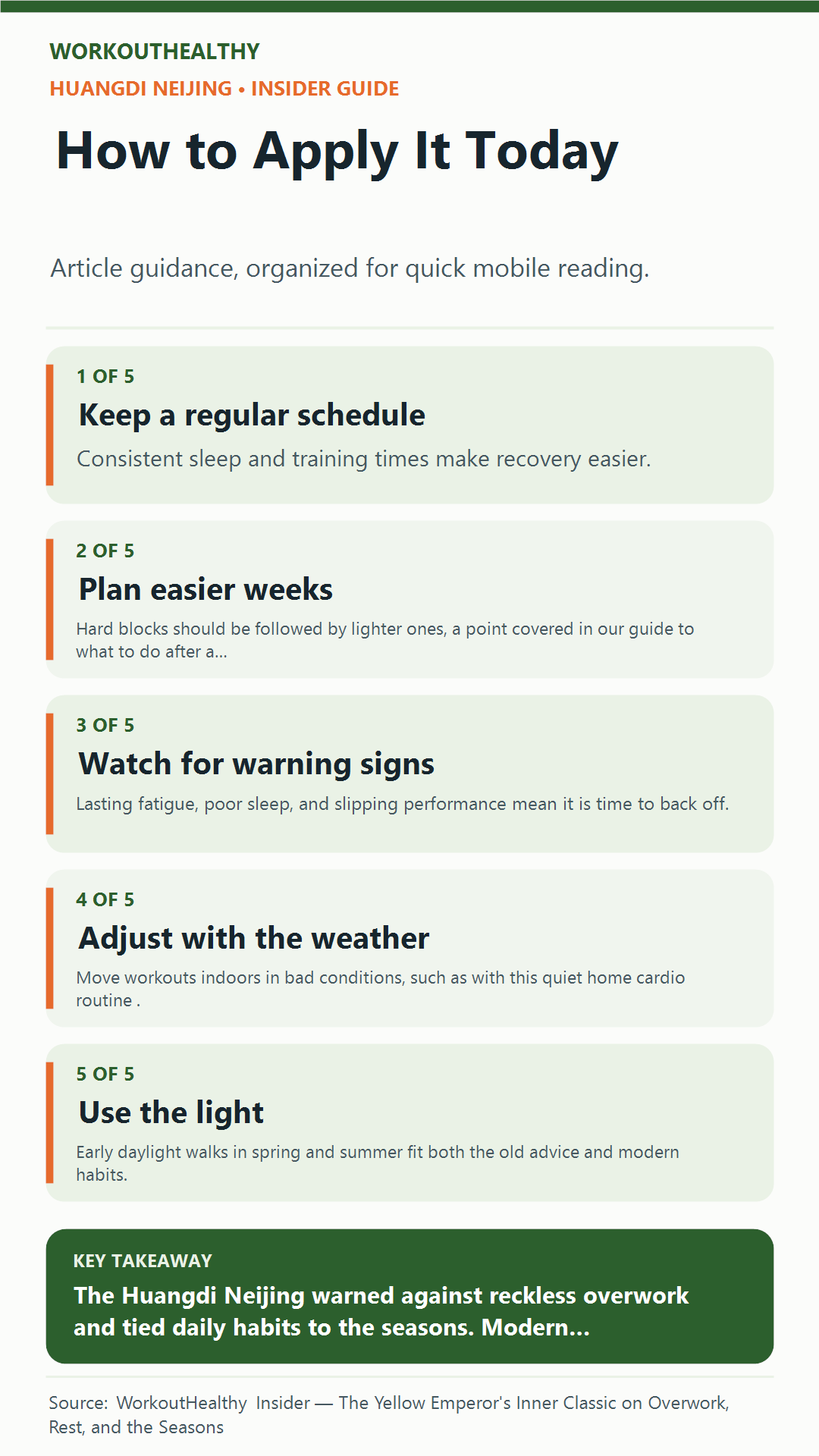 How to Apply It Today: 5 practical points from the WorkoutHealthy Insider article about Huangdi Neijing.