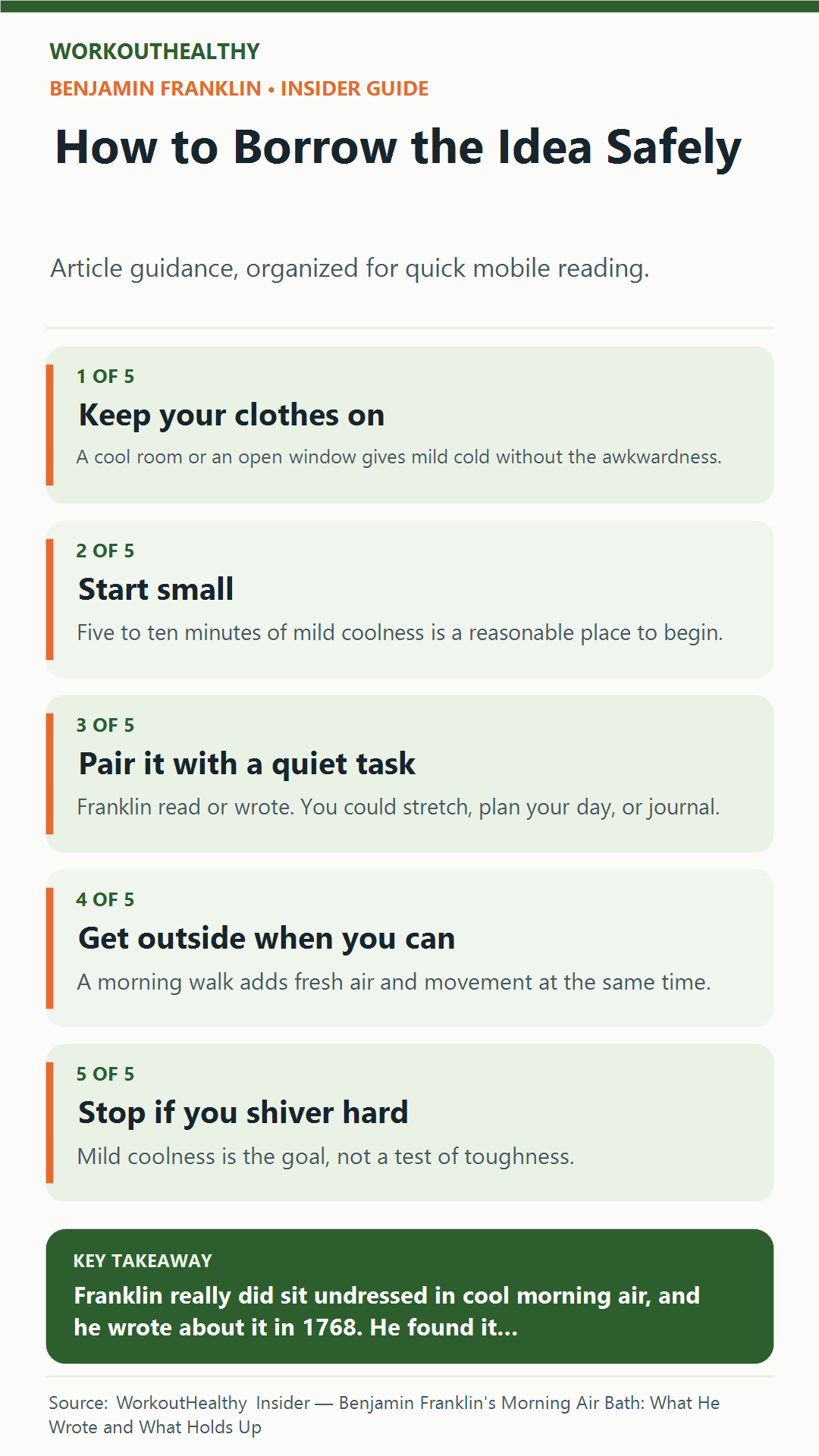 How to Borrow the Idea Safely: 5 practical points from the WorkoutHealthy Insider article about Benjamin Franklin.