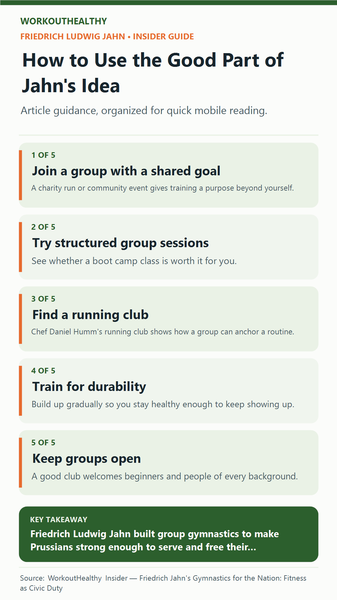 How to Use the Good Part of Jahn's Idea: 5 practical points from the WorkoutHealthy Insider article about Friedrich Ludwig Jahn.