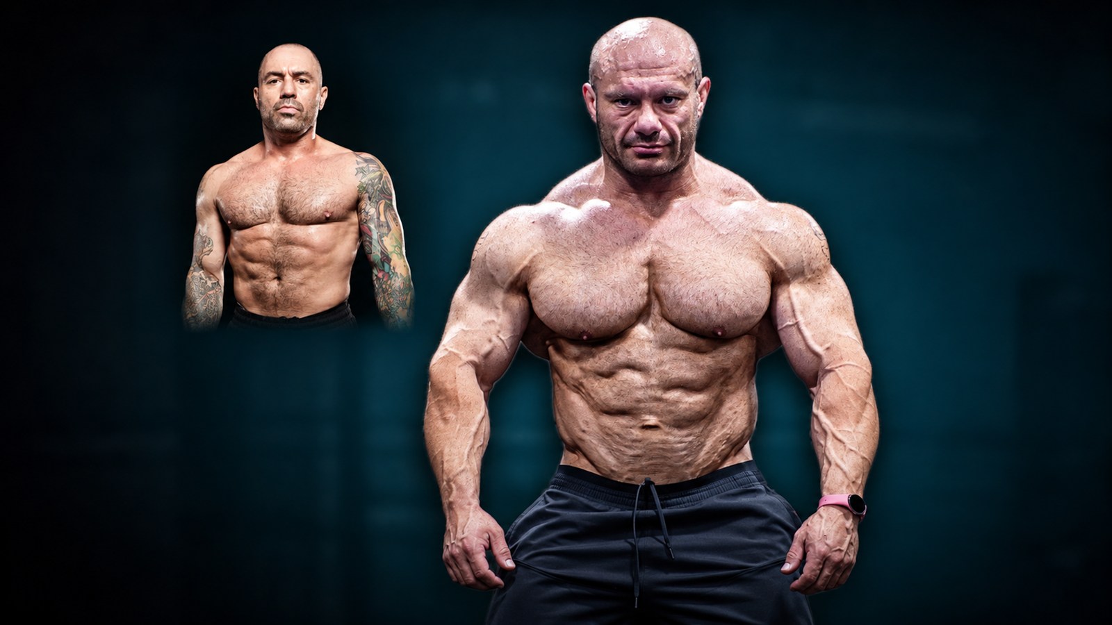 Joe Rogan and Mike Israetel in a clean comparison portrait derived from the scheduled Facebook creative