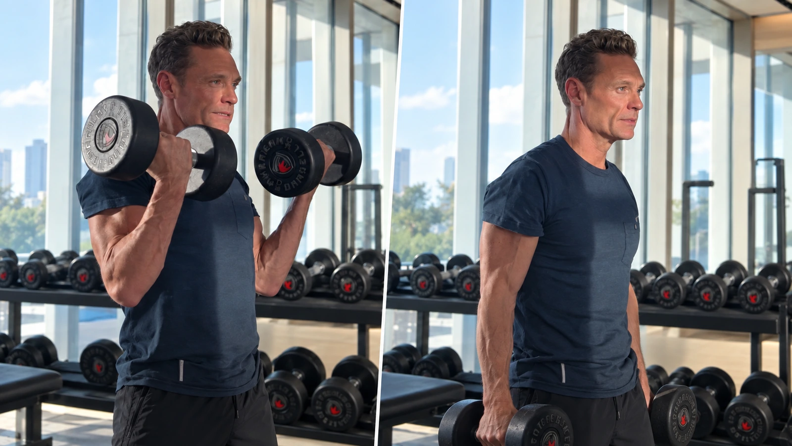 Editorial illustration of Ryan Seacrest training in a gym; not a verified photograph