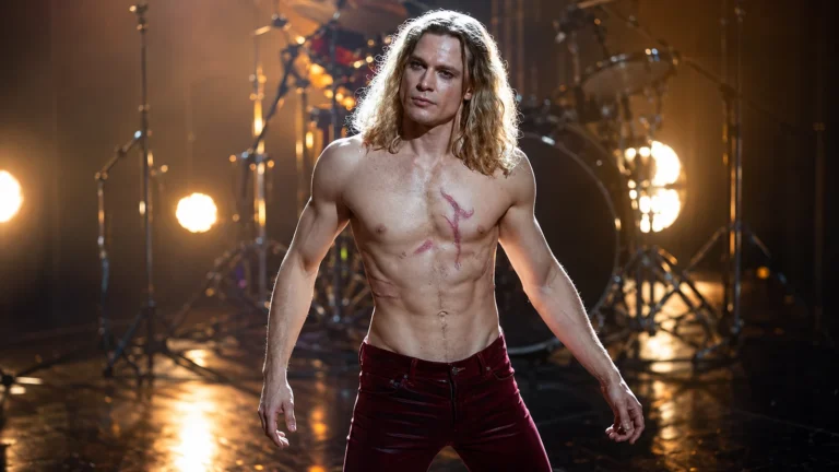 Sam Reid as rock star Lestat on a concert stage
