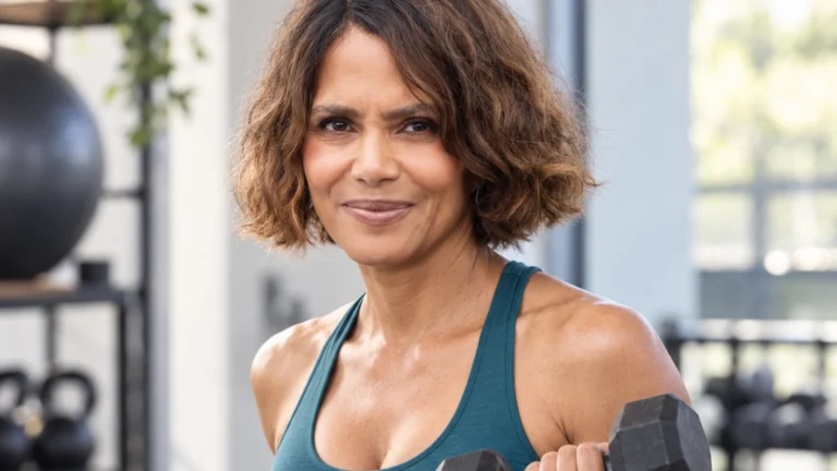 Halle Berry featured in a WorkoutHealthy article about fitness and well-being.