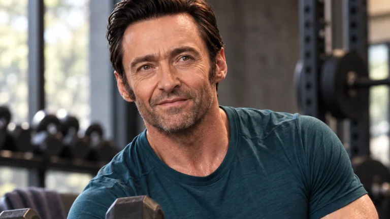 Hugh Jackman featured in a WorkoutHealthy article about fitness and well-being.