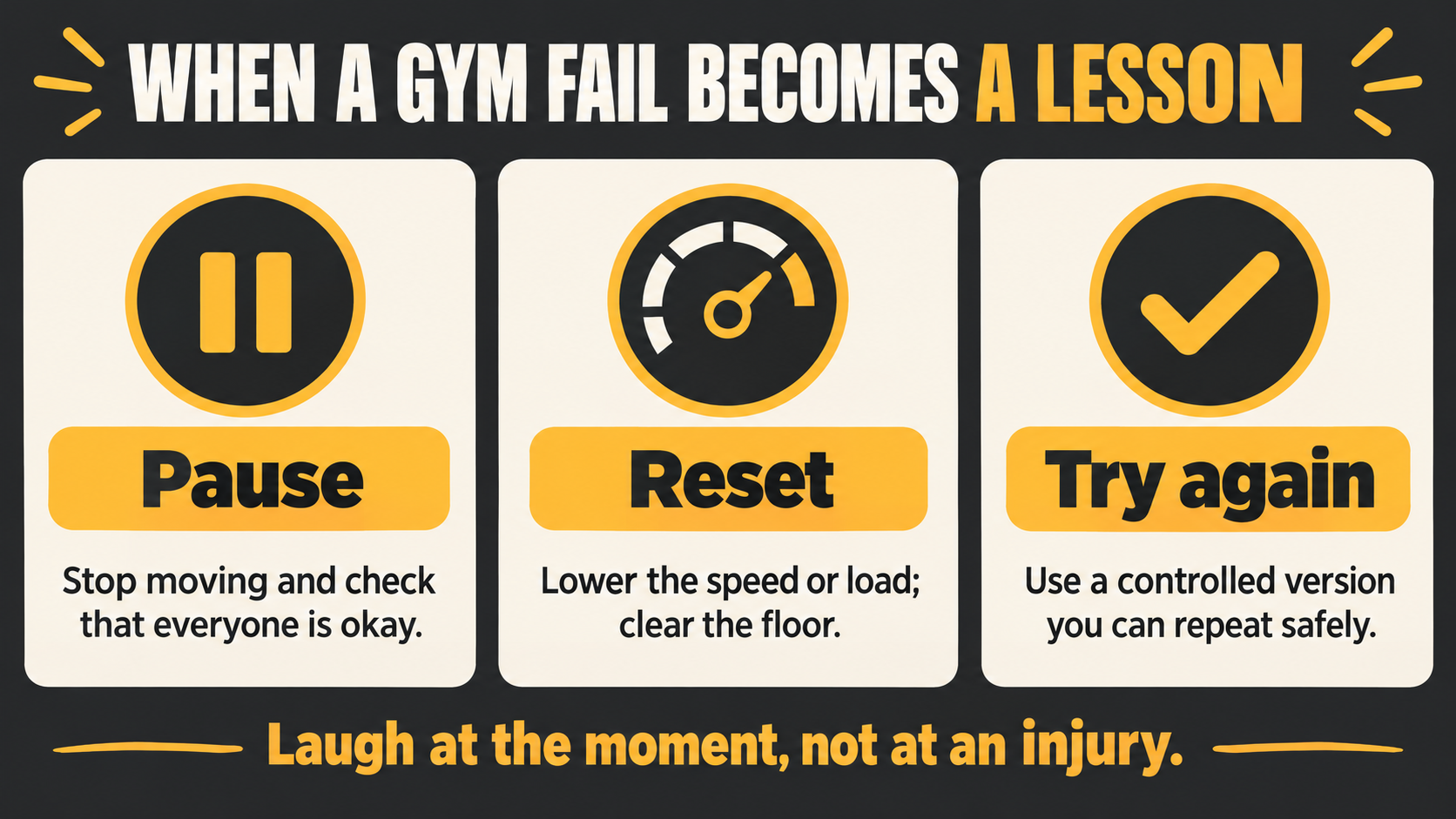 Pause, reset, try again after a gym mishap