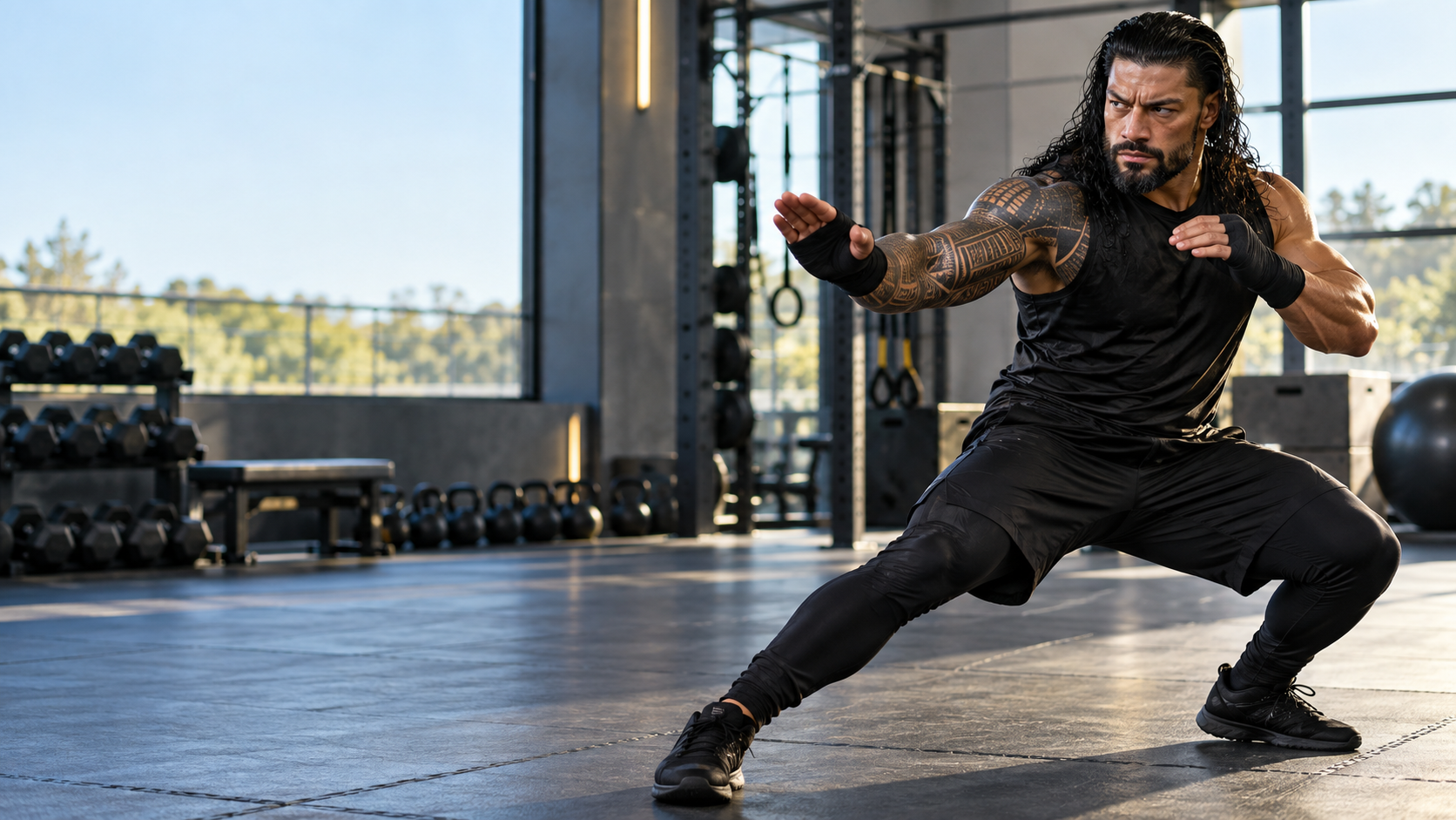 Roman Reigns’ Akuma Training for Street Fighter: Strength, Footwork and Control at 41